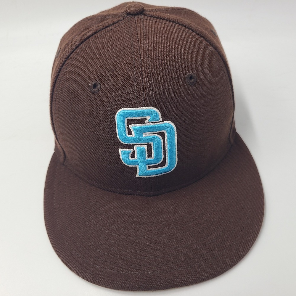 San Diego Padres Hat Fitted 6 7/8 New Era 59Fifty Brown Blue UV MLB Baseball Men